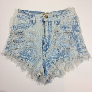 Cut off Distress Shorts High Waist Acid Wash